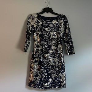 Navy and Silver Sequins Dress